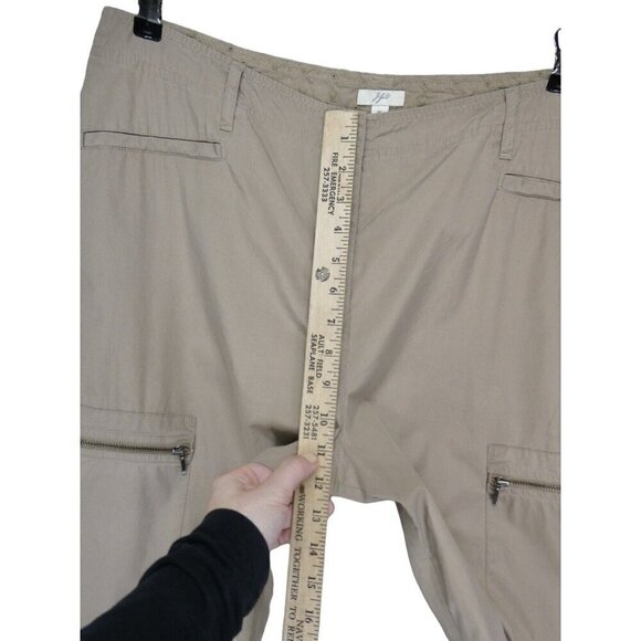 J Jill Pants Size 16 Tan Khaki Beige Cargo Zip pockets Lightweight Cotton Eyelet - Picture 11 of 15